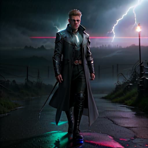  illustration, 4k resolution, thunderstorm hyperrealistic, full body, detailed clothing, highly detailed, cinematic lighting, stunningly beautiful, intricate, sharp focus, f/1. 8, 85mm, (centered image composition), (professionally color graded), ((bright soft diffused light)), volumetric fog, trending on instagram, trending on tumblr, HDR 4K, 8K