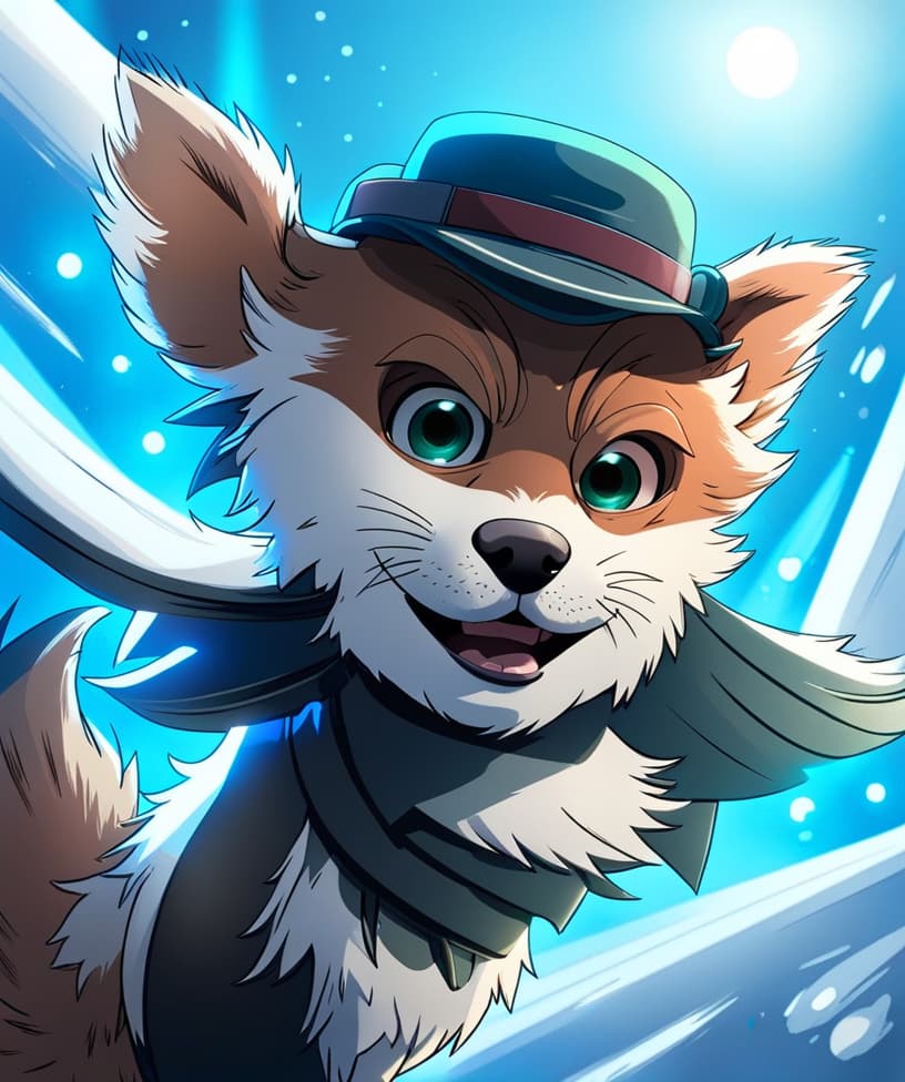  masterpiece, best quality, masterpiece,solo,boy,(spy:0.9),pilot,dog ears,open mouth,glowing eyes,otter tail,(Mechanical wings:0.9),disney movie,sitting,light smile