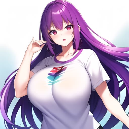  Girl ,,big,big, are visibble and stick out,, purple hair,red eye, high resolution, hyper realistick,4k,, not weariing t-shirt, not weariing and,,
