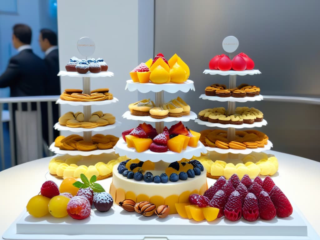  An ultradetailed image of a minimalistic, elegant bakery display featuring a variety of healthy dessert options made with amaranth. The image showcases beautifully crafted amaranthinfused pastries, cakes, and cookies arranged on sleek, white platters with delicate garnishes of fresh fruits and nuts. Each dessert is meticulously presented, highlighting the texture and colors of the ingredients, while the overall aesthetic exudes sophistication and healthconscious appeal. hyperrealistic, full body, detailed clothing, highly detailed, cinematic lighting, stunningly beautiful, intricate, sharp focus, f/1. 8, 85mm, (centered image composition), (professionally color graded), ((bright soft diffused light)), volumetric fog, trending on instagram, trending on tumblr, HDR 4K, 8K