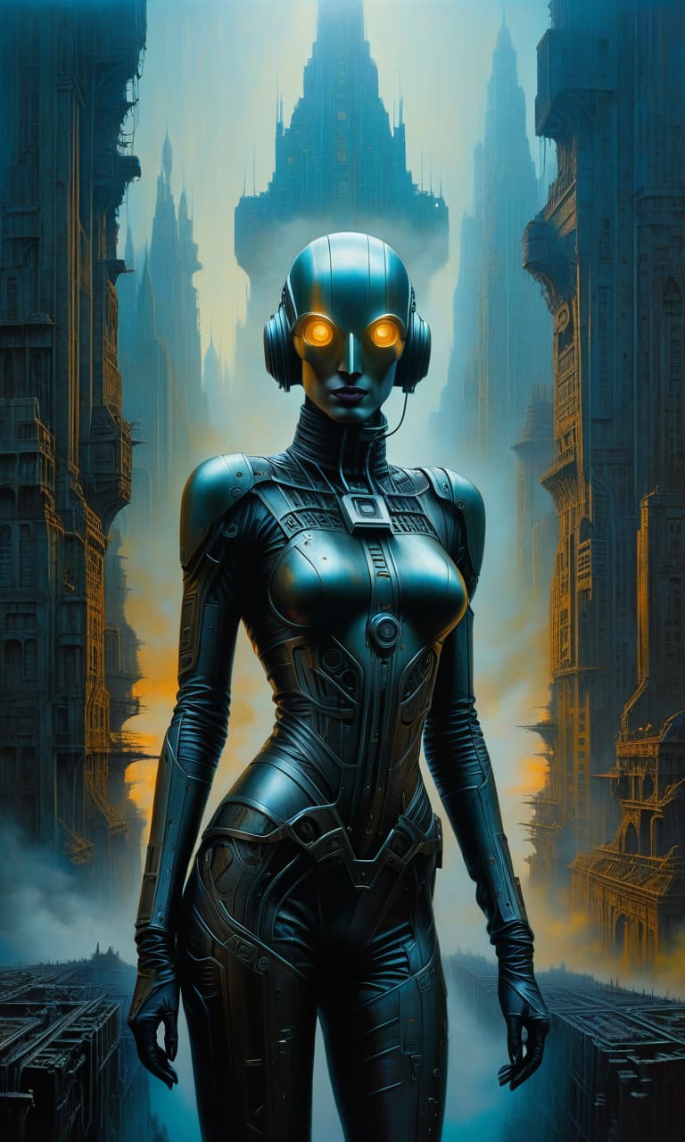  metropolis themed Aerosol painting, cybergoth , posing, by Zdislaw Beksinski, dark tenebrism art, , gothic and cybercore aesthetic, pop art surrealism . urban, cityscape, skyscrs, modern, futuristic, highly detailed hyperrealistic, full body, detailed clothing, highly detailed, cinematic lighting, stunningly beautiful, intricate, sharp focus, f/1. 8, 85mm, (centered image composition), (professionally color graded), ((bright soft diffused light)), volumetric fog, trending on instagram, trending on tumblr, HDR 4K, 8K