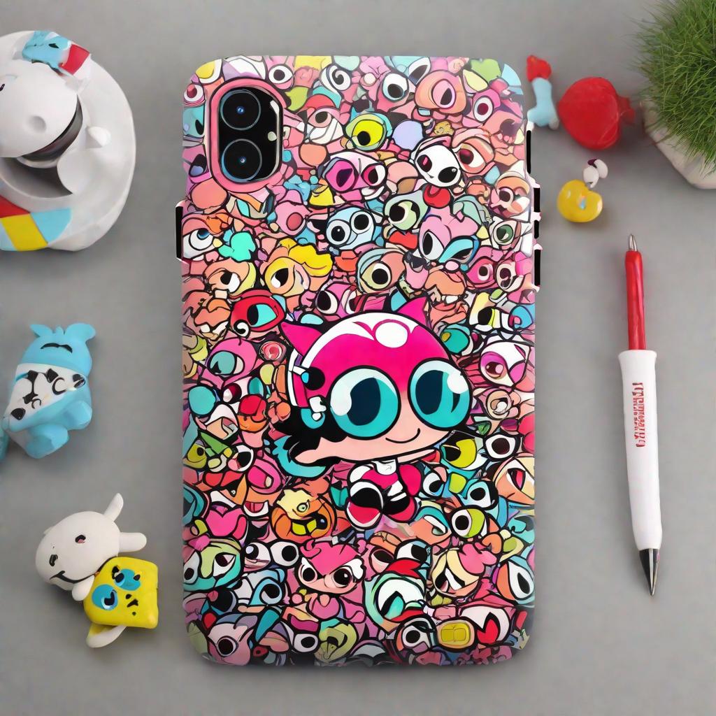  masterpiece, best quality, handheld phone case Powerpuff background