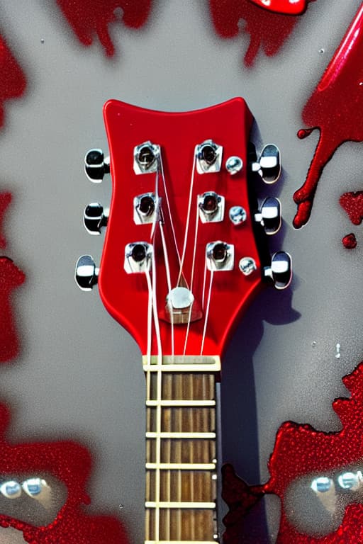  Red guitar exploding into pain drops