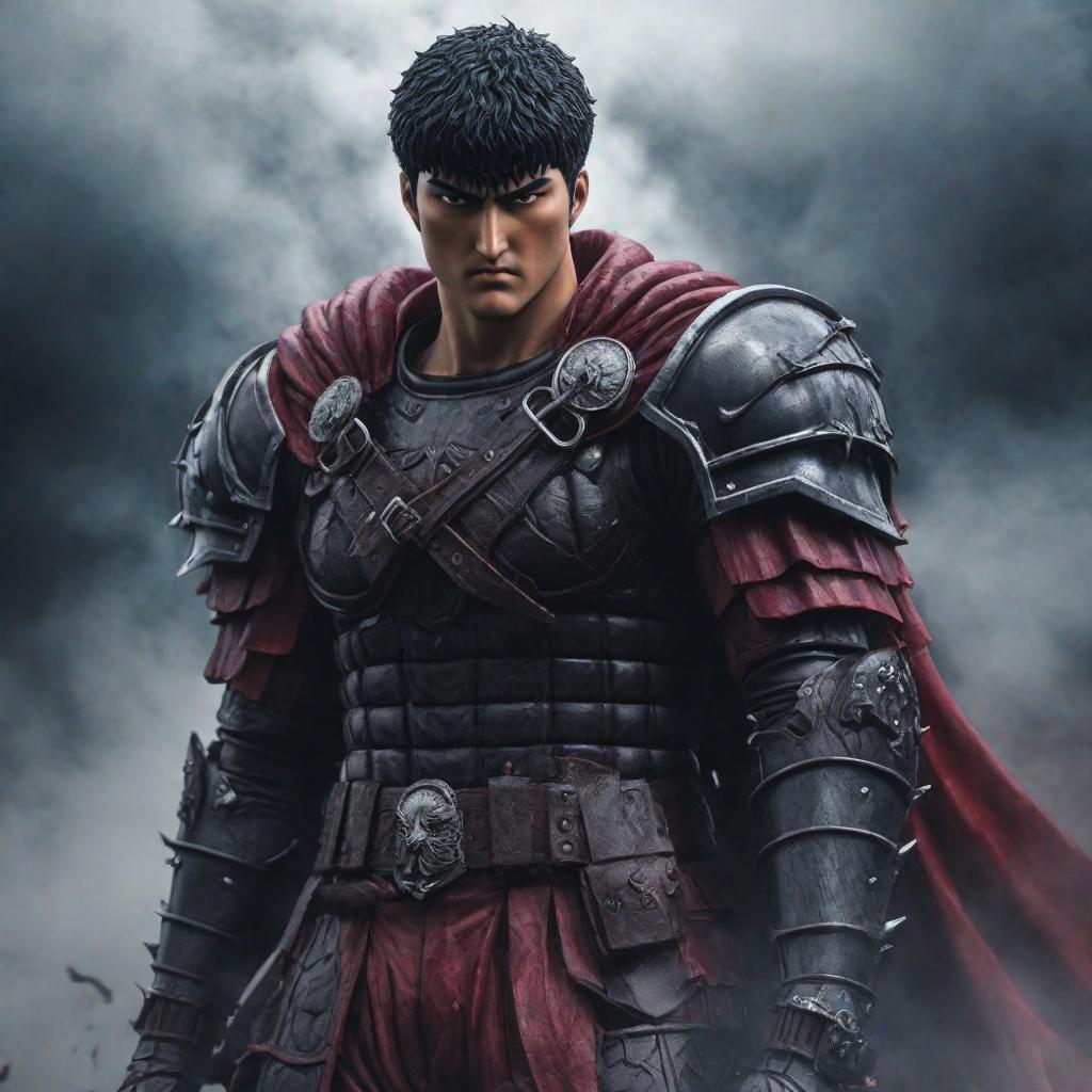 guts from anime berserk. in anime style., cute, hyper detail, full HD hyperrealistic, full body, detailed clothing, highly detailed, cinematic lighting, stunningly beautiful, intricate, sharp focus, f/1. 8, 85mm, (centered image composition), (professionally color graded), ((bright soft diffused light)), volumetric fog, trending on instagram, trending on tumblr, HDR 4K, 8K