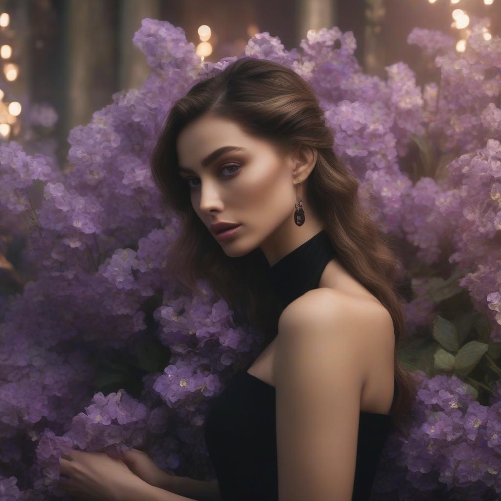  Sad beauty in a black dress with a bunch of violets from the 2000s. hyperrealistic, full body, detailed clothing, highly detailed, cinematic lighting, stunningly beautiful, intricate, sharp focus, f/1. 8, 85mm, (centered image composition), (professionally color graded), ((bright soft diffused light)), volumetric fog, trending on instagram, trending on tumblr, HDR 4K, 8K