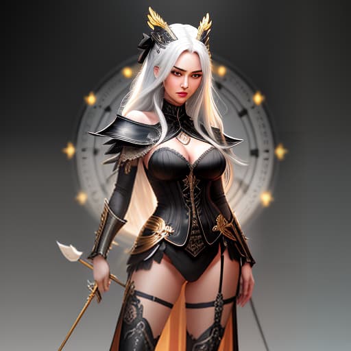  A with long gray hair and gray eyes, black monotone dangling, a black carved pattern on the leg, standing straight, far away is a large clock face with gold Roman numerals and black carved arrows. hyperrealistic, full body, detailed clothing, highly detailed, cinematic lighting, stunningly beautiful, intricate, sharp focus, f/1. 8, 85mm, (centered image composition), (professionally color graded), ((bright soft diffused light)), volumetric fog, trending on instagram, trending on tumblr, HDR 4K, 8K