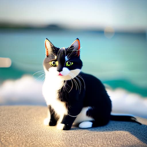 wa-vy style a cute cat is swimming on the sea, high quality, completed hyperrealistic, full body, detailed clothing, highly detailed, cinematic lighting, stunningly beautiful, intricate, sharp focus, f/1. 8, 85mm, (centered image composition), (professionally color graded), ((bright soft diffused light)), volumetric fog, trending on instagram, trending on tumblr, HDR 4K, 8K