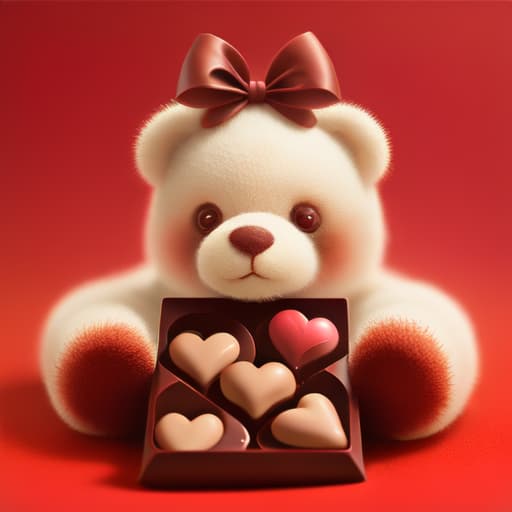 in OliDisco style rosas rojas, chocolates, oso de peluche, besos, corazones rojos