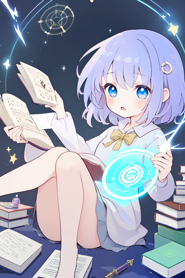  Magical circle, book, girl