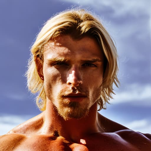 portrait+ style Russian IFBB queer blonde hunk dude face