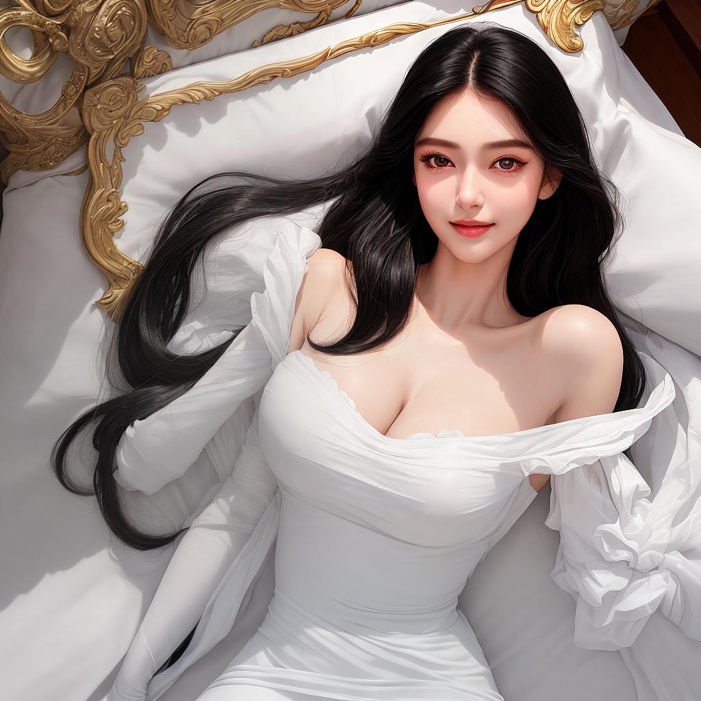  masterpiece, best quality, lady, like face (super full) s, large s, sweet eyes, sweet smile,(facial light), s-shaped , long black hair,( figure),((perfect firm s)),Large lifelike, upper body close-up, evening dress, tights, long black straight hair, soft face cute big eyes, full s, perfect s, pure s, open s, pure back, moist skin, Delicate and beautiful beauty, delicate facial features,8K, extreme detail, detail depiction, hair and shoulders, thin face, looming figure, perfect figure, slim, perfect facial features, shiny and tender lips,(pure makeup), pure , shy, shy, innocent expression,ju , lying down