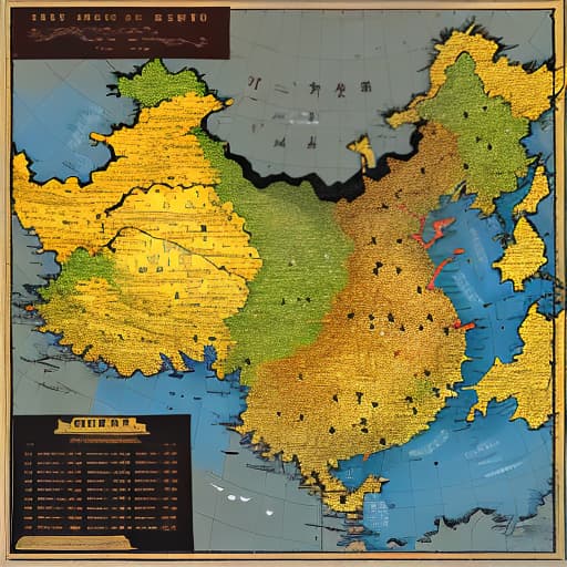  Simplified map of China, gold,