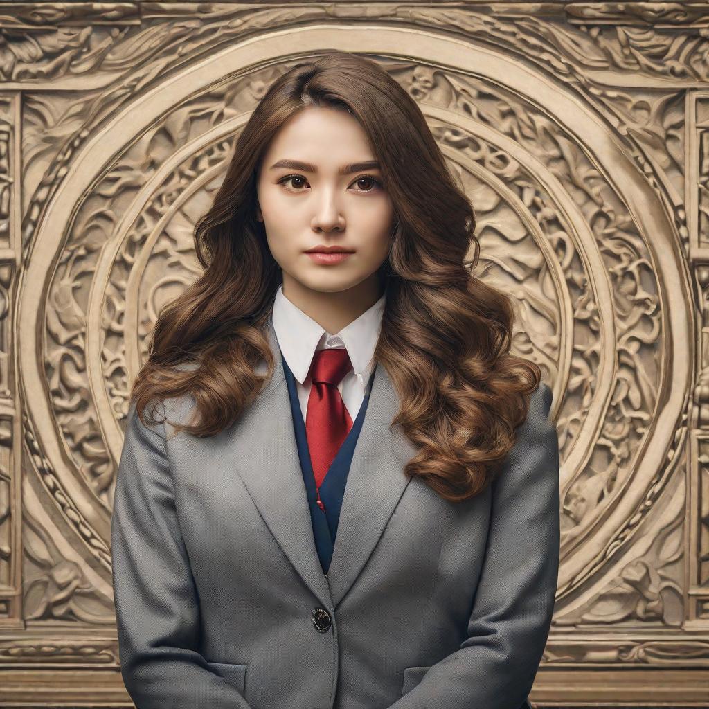  masterpiece, best quality,A British female profile, business attire, clean background,