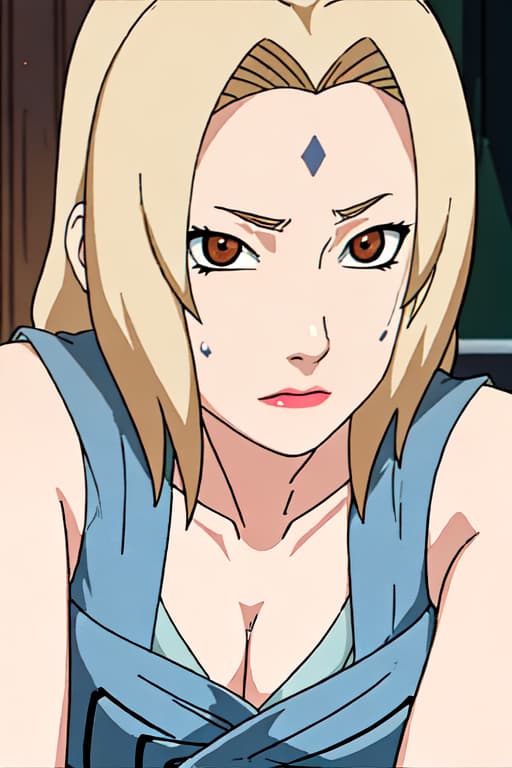  (Tsunade:1.2),detailed eyes, Perfect features, (masterpiece), (best quality:1.4), absurdres, [:intricate details:0.2], moist skin, shiny skin, glossy skin,long,puffy,naked_overalls