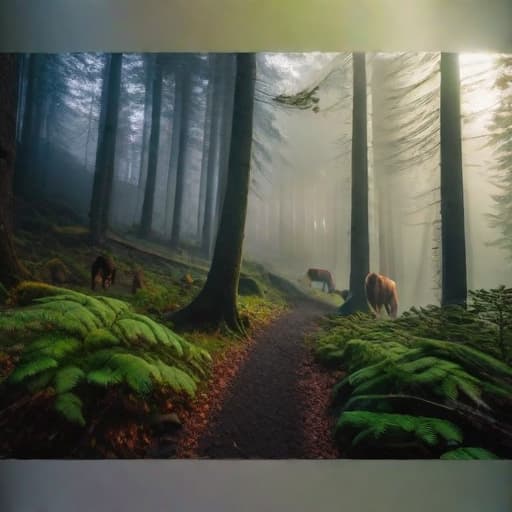  forest, filled with animals, night hyperrealistic, full body, detailed clothing, highly detailed, cinematic lighting, stunningly beautiful, intricate, sharp focus, f/1. 8, 85mm, (centered image composition), (professionally color graded), ((bright soft diffused light)), volumetric fog, trending on instagram, trending on tumblr, HDR 4K, 8K