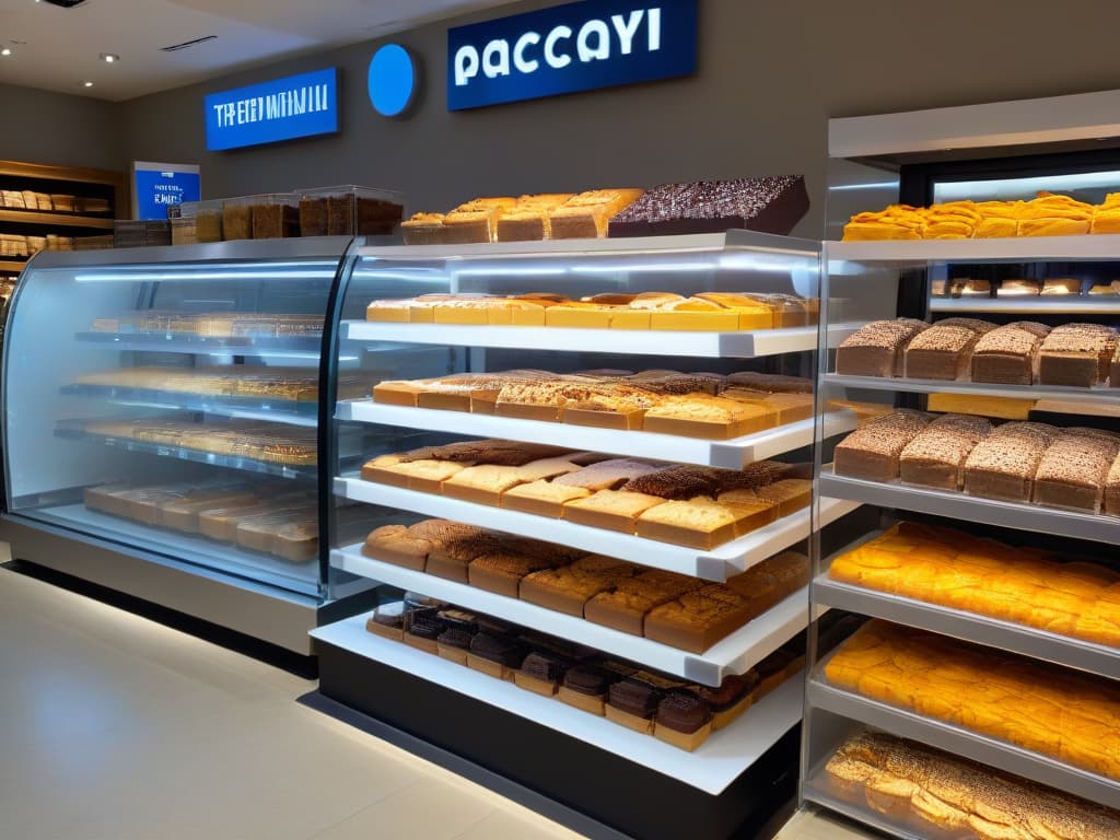  An 8k ultradetailed image of a sleek, modern bakery display featuring an array of elegantly presented ecofriendly dessert packaging options. The image showcases a variety of sizes and designs, all in earthy, natural tones to convey sustainability and sophistication. Each package is adorned with subtle, tasteful branding elements, highlighting their ecofriendly attributes. The overall aesthetic is clean, minimalist, and visually appealing, with a focus on the beauty of the packaging as well as the delicious treats they contain. hyperrealistic, full body, detailed clothing, highly detailed, cinematic lighting, stunningly beautiful, intricate, sharp focus, f/1. 8, 85mm, (centered image composition), (professionally color graded), ((bright soft diffused light)), volumetric fog, trending on instagram, trending on tumblr, HDR 4K, 8K