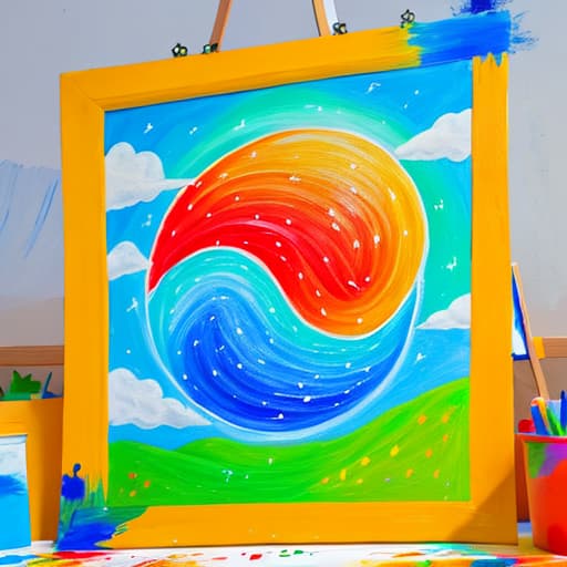  Children's painting theme is colorful world,