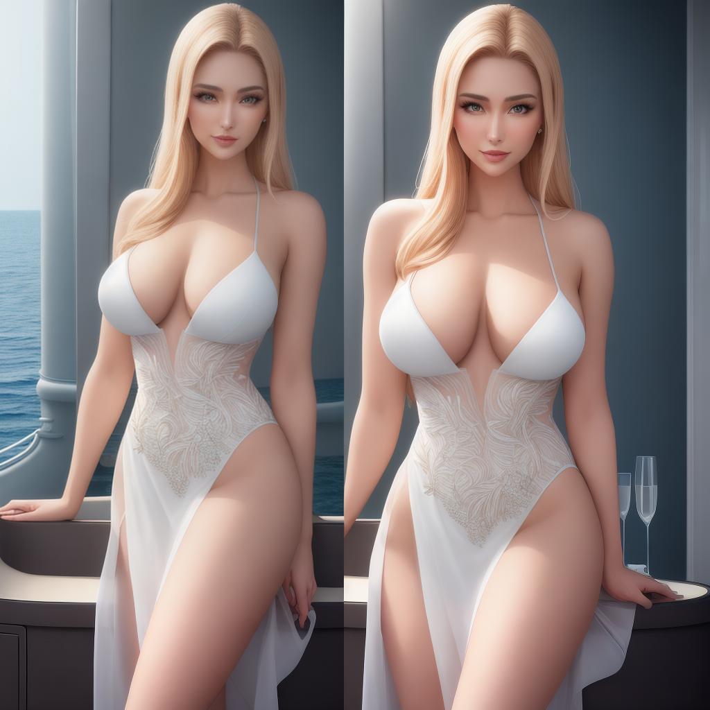  An ultra-detailed 8K resolution photograph unveils a 25-year-old supermodel gracefully posing on the bow of a luxury yacht. She is dressed in high-end fashion, exuding elegance and sophistication. The scene is bathed in soft natural lighting, with a clear sky and calm sea in the background. The luxurious lifestyle is emphasized by the serene ocean backdrop. The model's photorealistic and detailed portrait captures her captivating gaze as she looks directly at the viewer. Shot with a Fujifilm XT3 camera, this professional photograph exemplifies a tasteful, artistic, and stylish image, with no nudity. hyperrealistic, full body, detailed clothing, highly detailed, cinematic lighting, stunningly beautiful, intricate, sharp focus, f/1. 8, 85mm, (centered image composition), (professionally color graded), ((bright soft diffused light)), volumetric fog, trending on instagram, trending on tumblr, HDR 4K, 8K