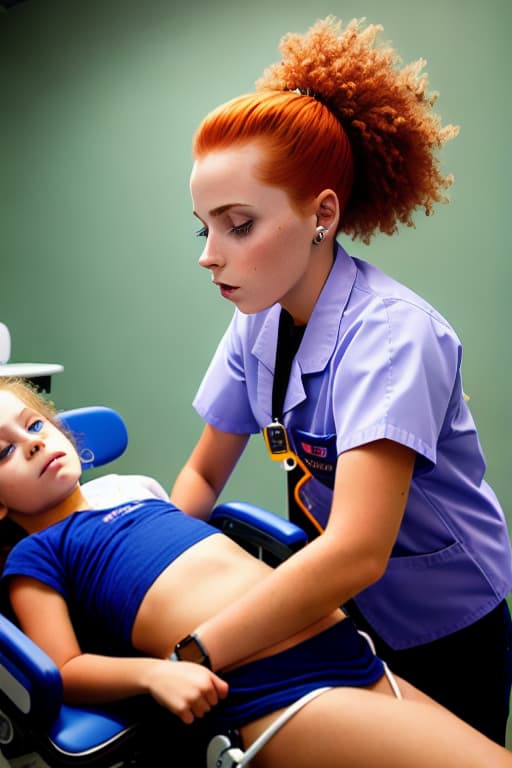 modelshoot style A amber haired  very youngest smallest r tween  lying  on a gyno examination table with her   and budding s
