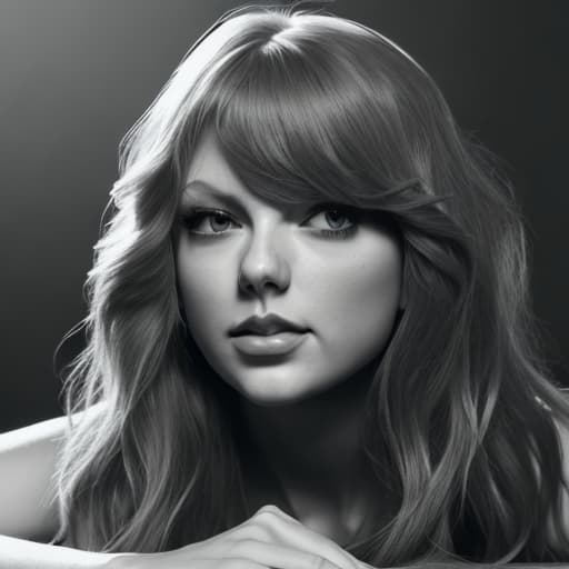  Taylpr Swift Medium length hair laying on the floor semi hair closed eye with snaked black and white based on reputation