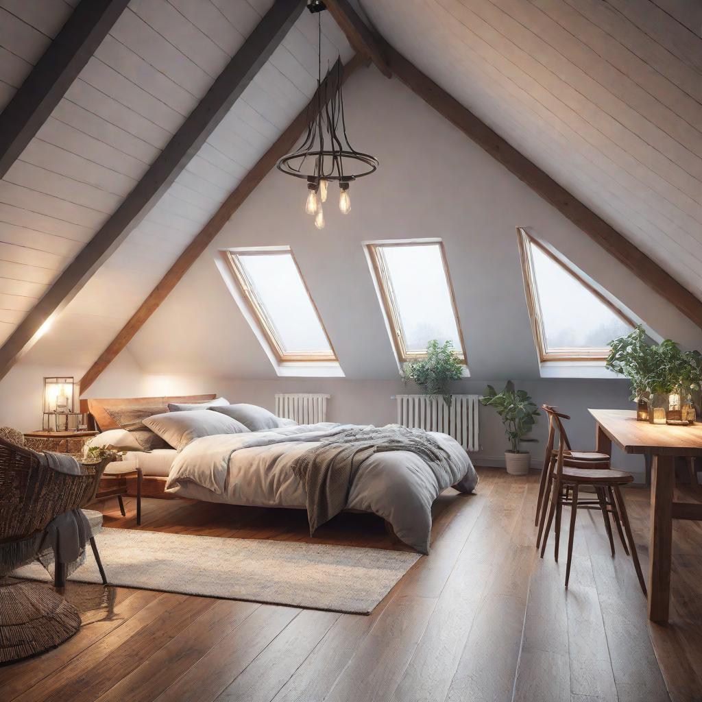 3d render of newly refurbishment apartment in attic with small cosy balcony hyperrealistic, full body, detailed clothing, highly detailed, cinematic lighting, stunningly beautiful, intricate, sharp focus, f/1. 8, 85mm, (centered image composition), (professionally color graded), ((bright soft diffused light)), volumetric fog, trending on instagram, trending on tumblr, HDR 4K, 8K