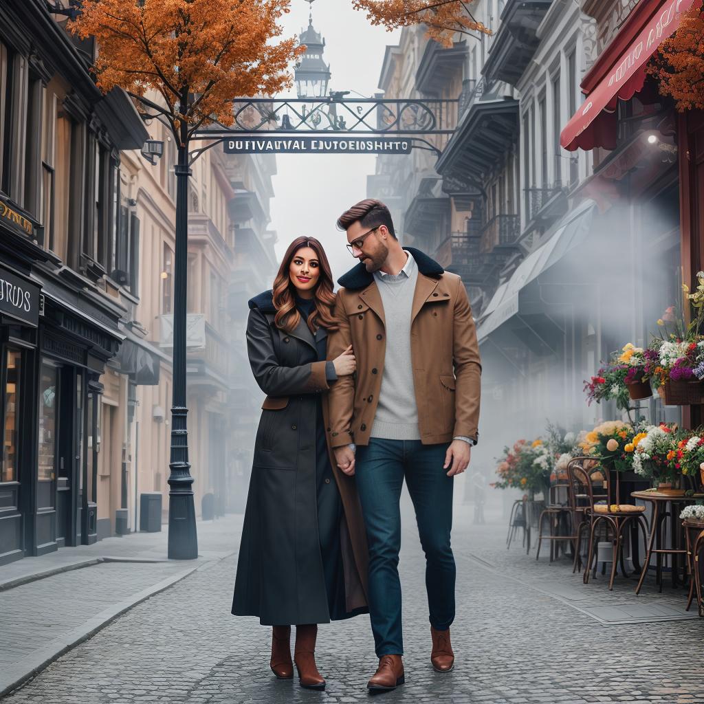  Professional lifestyle image of a european couple on a date, authentic moment, diverse, inclusive, high resolution, premium quality, well lit, candid, natural setting, balanced composition, full frame, hyperrealistic, full body, detailed clothing, highly detailed, cinematic lighting, stunningly beautiful, intricate, sharp focus, f/1. 8, 85mm, (centered image composition), (professionally color graded), ((bright soft diffused light)), volumetric fog, trending on instagram, trending on tumblr, HDR 4K, 8K