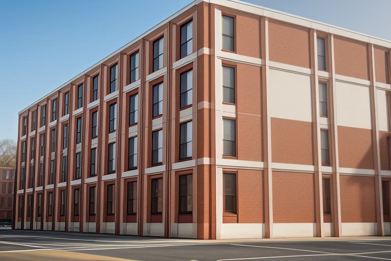  a red brick building with white stone details, Victorian style, designed by Norman Foster, The image is captured with an 8k camera and edited using the latest digital tools to produce a flawless final result.,ADVERTISING PHOTO,high quality,good proportion,masterpiece ,