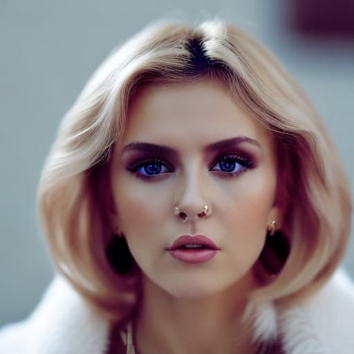 portrait+ style russian queer famous pop singer blonde milf female face