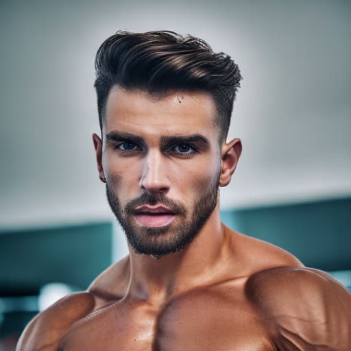 portrait+ style russian queer fitness model brunette very cute dude face