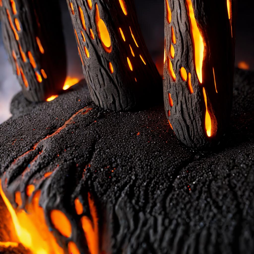  Close up macro photograph of a hand over lava, best quality, masterpiece