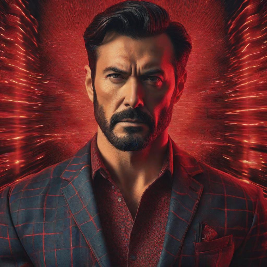  portrait of a fully clothed man from the upper chest to the shins focusing on the midsection where he's holding both hands over his crotch and there's a red heat map effect around his crotch area hyperrealistic, full body, detailed clothing, highly detailed, cinematic lighting, stunningly beautiful, intricate, sharp focus, f/1. 8, 85mm, (centered image composition), (professionally color graded), ((bright soft diffused light)), volumetric fog, trending on instagram, trending on tumblr, HDR 4K, 8K