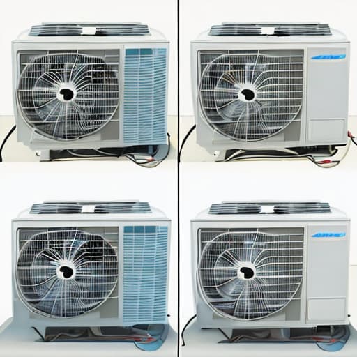  Design a cartoon image of central air conditioner and draw its front, side and back respectively.