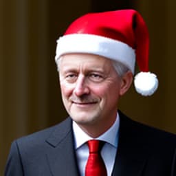  Photo of The Belgian King Philippe wearing a red Santa hat