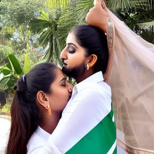  Female India and Female Sri Lanka kiss to Male Pakistan