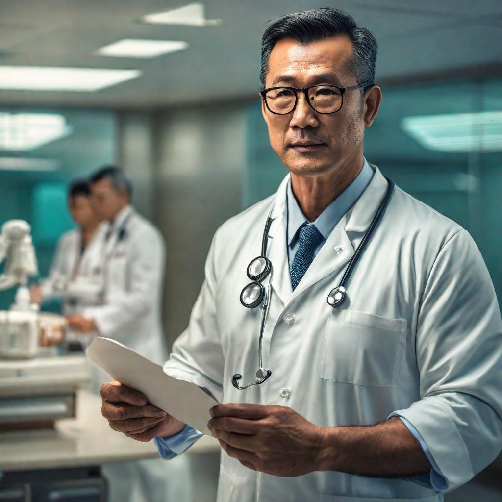  topless doctor at a hong kong hospital hyperrealistic, full body, detailed clothing, highly detailed, cinematic lighting, stunningly beautiful, intricate, sharp focus, f/1. 8, 85mm, (centered image composition), (professionally color graded), ((bright soft diffused light)), volumetric fog, trending on instagram, trending on tumblr, HDR 4K, 8K