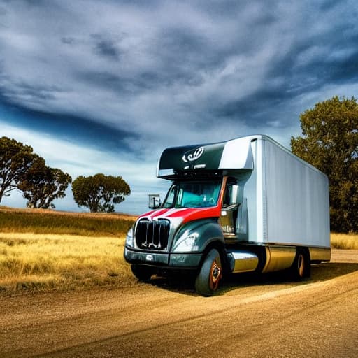  truck& trailer hyperrealistic, full body, detailed clothing, highly detailed, cinematic lighting, stunningly beautiful, intricate, sharp focus, f/1. 8, 85mm, (centered image composition), (professionally color graded), ((bright soft diffused light)), volumetric fog, trending on instagram, trending on tumblr, HDR 4K, 8K