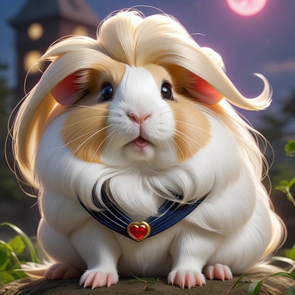  concept art guinea pig with white long hair in sailor moon style ,гиппереализм ,поп арт . digital artwork, illustrative, painterly, matte painting, highly detailed hyperrealistic, full body, detailed clothing, highly detailed, cinematic lighting, stunningly beautiful, intricate, sharp focus, f/1. 8, 85mm, (centered image composition), (professionally color graded), ((bright soft diffused light)), volumetric fog, trending on instagram, trending on tumblr, HDR 4K, 8K