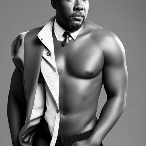  naked black man in style of Wendell pierce