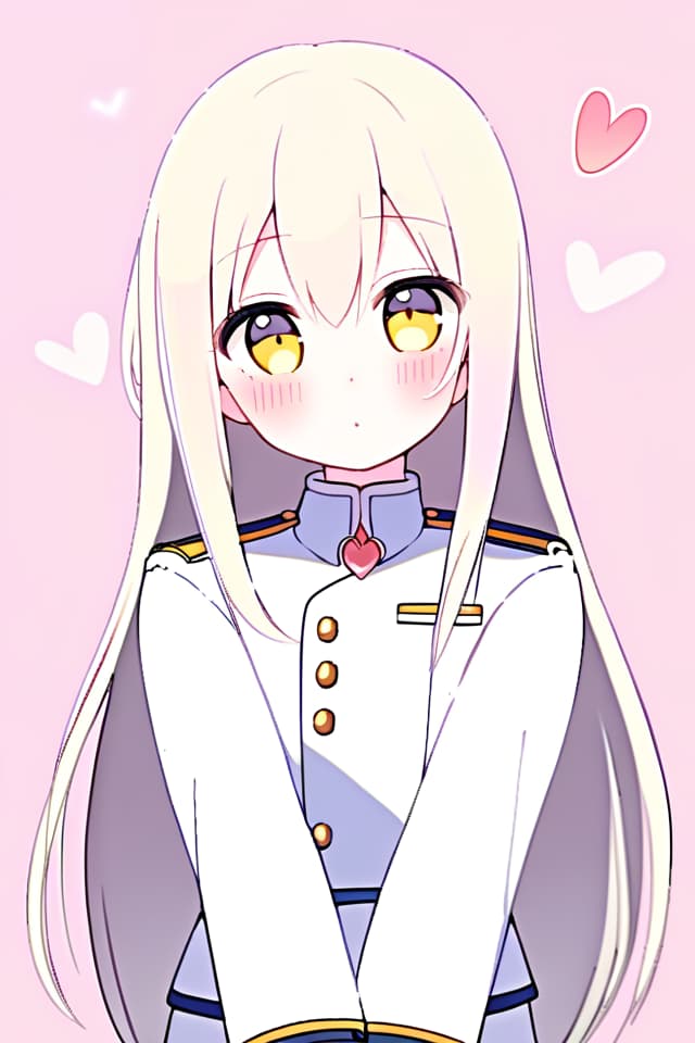  Heart, straight, cute, uniform, gentle, long hair, yellow