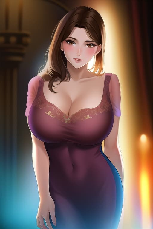  (adult:1.4), adult:1.4 , Beautiful lady in castle, at night, stars, castle backRealistic, mature women, Brown hair, brown eyes, parted lips, blush, curvy body, short dress, night, view all shape, nightgown,, masterpiece, (detailed face), (detailed clothes), f/1.4, ISO 200, 1/160s, 4K, unedited, symmetrical balance, in-frame, masterpiece, perfect lighting, (beautiful face), (detailed face), (detailed clothes), 1 girl, (woman), 4K, ultrarealistic, unedited, symmetrical balance, in-frame