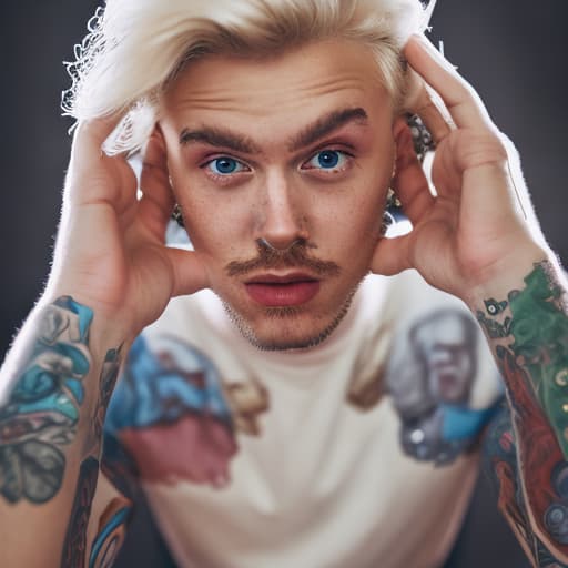 portrait+ style russian homosexual queer youtuber blonde very cute dude face