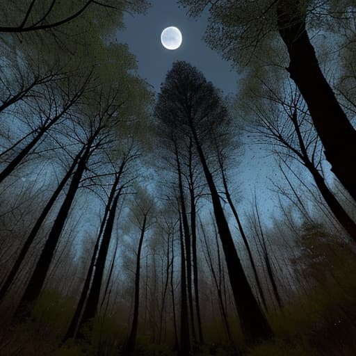  bosque nocturno con luna llena