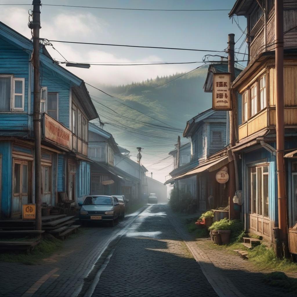  The city of South Sakhalin on Sakhalin Island after a century hyperrealistic, full body, detailed clothing, highly detailed, cinematic lighting, stunningly beautiful, intricate, sharp focus, f/1. 8, 85mm, (centered image composition), (professionally color graded), ((bright soft diffused light)), volumetric fog, trending on instagram, trending on tumblr, HDR 4K, 8K