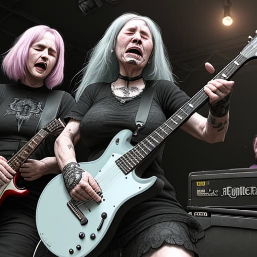  100 year old women playing hardcore death metal