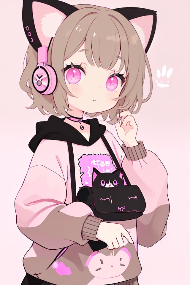  Cute, subculture, 🧊, 🎧, neutral, black, pink, 🐱