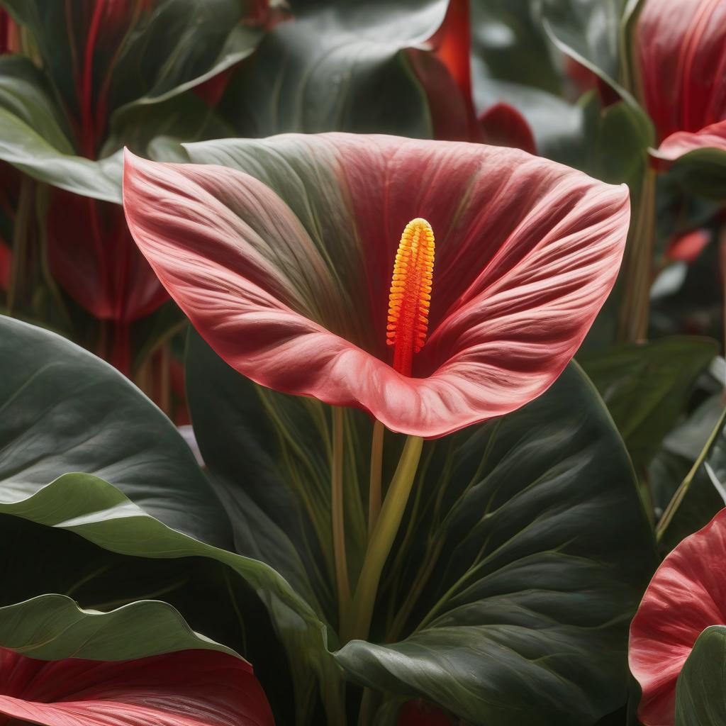  minimalist style Flower logo anthurium. Simple . simple, clean, uncluttered, modern, elegant hyperrealistic, full body, detailed clothing, highly detailed, cinematic lighting, stunningly beautiful, intricate, sharp focus, f/1. 8, 85mm, (centered image composition), (professionally color graded), ((bright soft diffused light)), volumetric fog, trending on instagram, trending on tumblr, HDR 4K, 8K