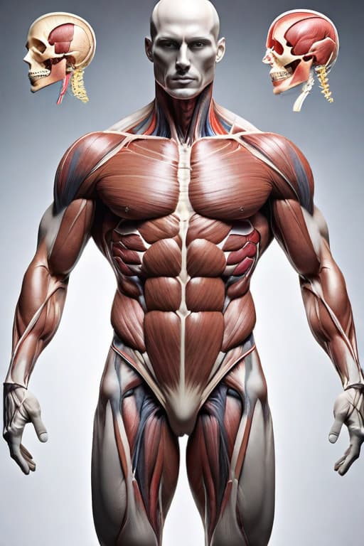  Generate an image of the human body with the anatomy and skin organ displayed together hyperrealistic, full body, detailed clothing, highly detailed, cinematic lighting, stunningly beautiful, intricate, sharp focus, f/1. 8, 85mm, (centered image composition), (professionally color graded), ((bright soft diffused light)), volumetric fog, trending on instagram, trending on tumblr, HDR 4K, 8K