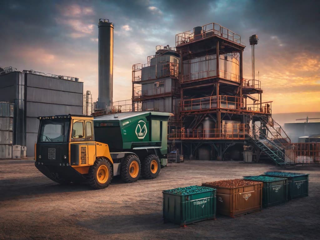  A high-tech recycling facility with rows of machinery processing battery components, conveyors moving materials, and digital monitors displaying efficiency metrics. digital art, ilustration, no flares, clean hyperrealistic, full body, detailed clothing, highly detailed, cinematic lighting, stunningly beautiful, intricate, sharp focus, f/1. 8, 85mm, (centered image composition), (professionally color graded), ((bright soft diffused light)), volumetric fog, trending on instagram, trending on tumblr, HDR 4K, 8K