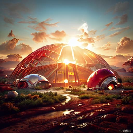 a photo of ddfusion style Create an image of a bustling Martian colony set in the year 2045. The colony consists of interconnected dome structures and modular habitats designed to support human life. In the foreground, a diverse team of astronauts—scientists, engineers, and explorers—are actively working, showcasing their efforts in agriculture, infrastructure, and scientific research. The background features the rugged, red Martian landscape with a dramatic sunset casting a golden glow over the scene. In the center of the colony, a plaque is being unveiled, dedicated to the spirit of exploration. The scene should reflect hope, ingenuity, and the pioneering spirit of humanity's first steps on Mars. human operation to dikhao ismein hyperrealistic, full body, detailed clothing, highly detailed, cinematic lighting, stunningly beautiful, intricate, sharp focus, f/1. 8, 85mm, (centered image composition), (professionally color graded), ((bright soft diffused light)), volumetric fog, trending on instagram, trending on tumblr, HDR 4K, 8K