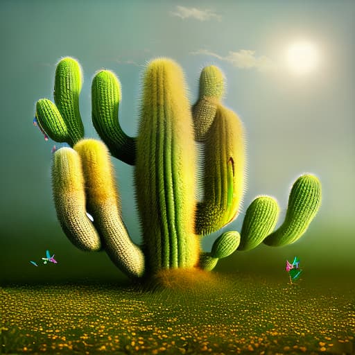 mdjrny-v4 style cactus with butterfly